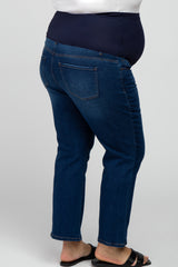 Navy Blue Cropped Straight Leg Maternity Plus Jeans