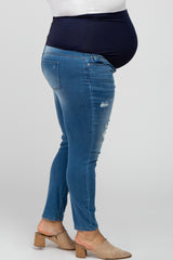 Blue Distressed Maternity Plus Jeans