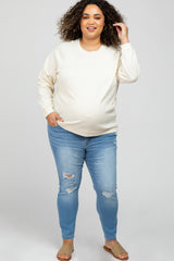 Light Blue Distressed Maternity Plus Jeans