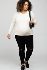 Black Distressed Plus Maternity Jeans