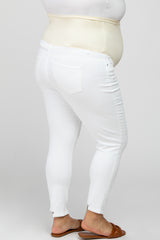 White Distressed Plus Maternity Jeans