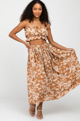 Rust Floral Print A-Line Maternity Skirt Set