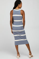 Periwinkle Striped Ribbed Midi Dress