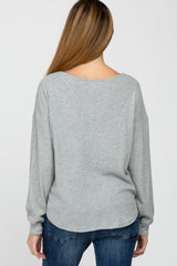 Heather Grey V Neck Waffle Knit Maternity Top