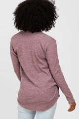 Mauve Brushed Ribbed Long Sleeve Wrap Top