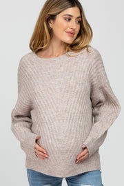 Pink Soft Brushed Ribbed Maternity Sweater