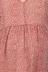 Red Animal Print Peasant Sleeve Maternity Top