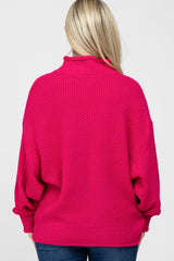 Fuchsia Mock Neck Cable Knit Maternity Sweater