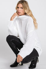 Ivory Mock Neck Cable Knit Sweater