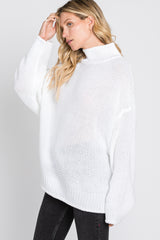 Ivory Mock Neck Cable Knit Sweater