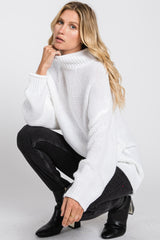 Ivory Mock Neck Cable Knit Sweater