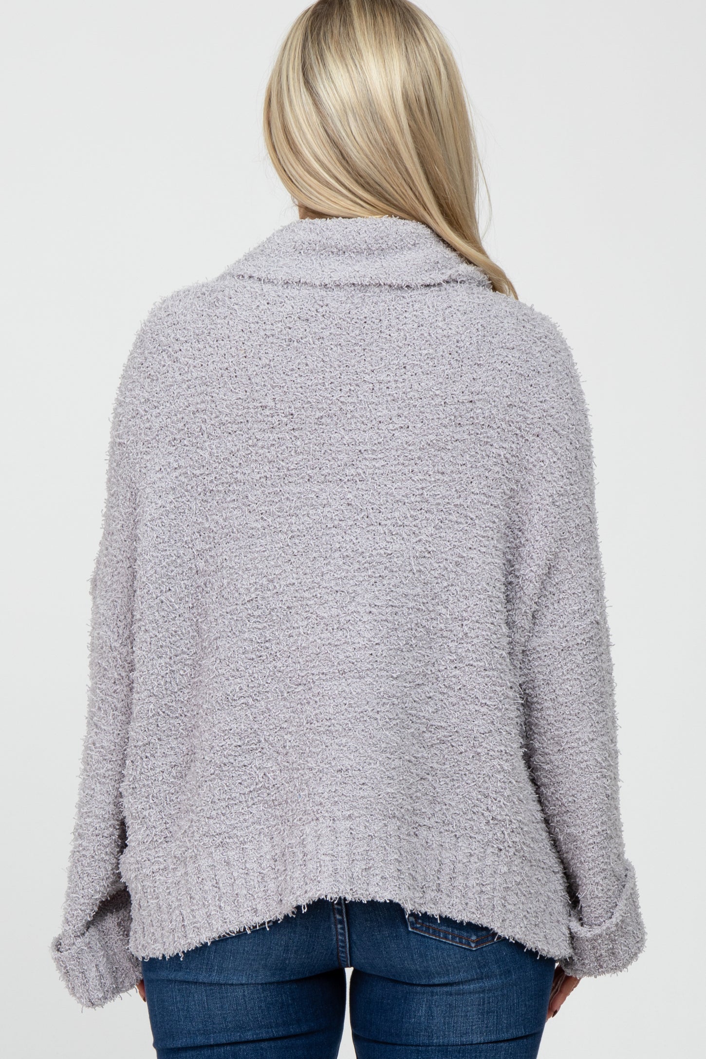 Grey Cowl Neck Cuff Sleeve Soft Knit Maternity Sweater– PinkBlush