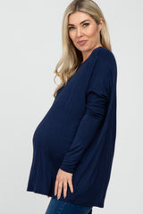 Navy Dolman Sleeve Maternity Tunic Top