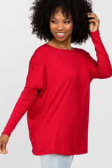 Red Dolman Sleeve Tunic Top