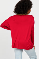 Red Dolman Sleeve Tunic Top