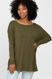 Olive Dolman Sleeve Tunic Top