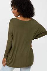 Olive Dolman Sleeve Tunic Top