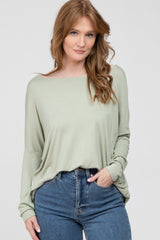 Light Olive Dolman Sleeve Maternity Tunic Top