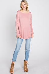 Pink Dolman Sleeve Maternity Tunic Top