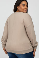 Taupe Pocketed Plus Maternity Sweatshirt