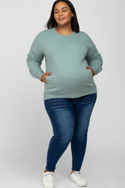 Mint Pocketed Plus Maternity Sweatshirt