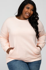 Light Pink Pocketed Plus Sweatshirt