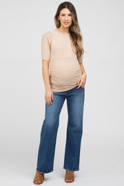 Blue Basic Wide Leg Maternity Jeans