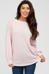 Light Pink Knit Long Sleeve Maternity Top