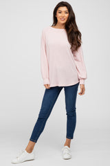 Light Pink Knit Long Sleeve Top