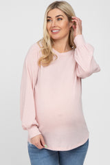 Light Pink Knit Long Sleeve Maternity Top