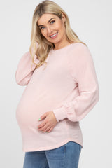 Light Pink Knit Long Sleeve Maternity Top