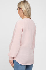 Light Pink Knit Long Sleeve Maternity Top