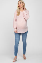 Light Pink Knit Long Sleeve Maternity Top