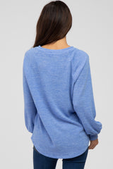 Blue Knit Long Sleeve Top