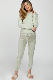 Mint Green Soft Knit Jogger Maternity Lounge Set