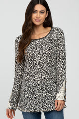 Ivory Animal Print Waffle Knit Maternity Top