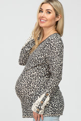 Ivory Animal Print Waffle Knit Maternity Top