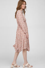 Pink Ditsy Floral V-Neck Handkerchief Dress