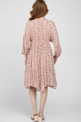 Pink Ditsy Floral V-Neck Handkerchief Dress