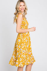 Mustard Floral Smocked Dress