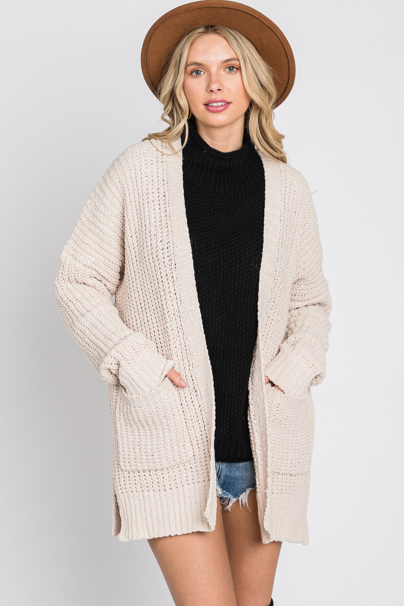 Beige Chunky Knit Cardigan – PinkBlush