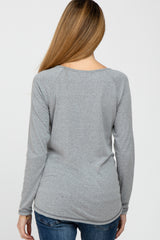 Grey Contrast Stitched Long Sleeve Maternity Top