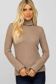 Mocha Thermal Knit Turtle Neck Top