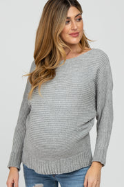 Light Olive Chenille Boatneck Maternity Sweater