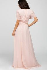 Light Pink Swiss Cot Chiffon Maxi Dress