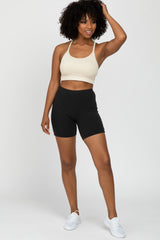 Ivory Ribbed Racerback Sports Bra