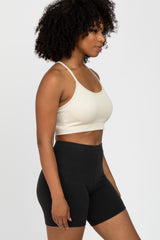 Ivory Ribbed Racerback Sports Bra