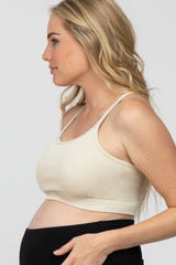 Ivory Ribbed Racerback Maternity Sports Bra