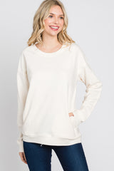 Ivory Long Sleeve Side Pocket Sweatshirt