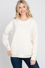 Ivory Long Sleeve Side Pocket Sweatshirt